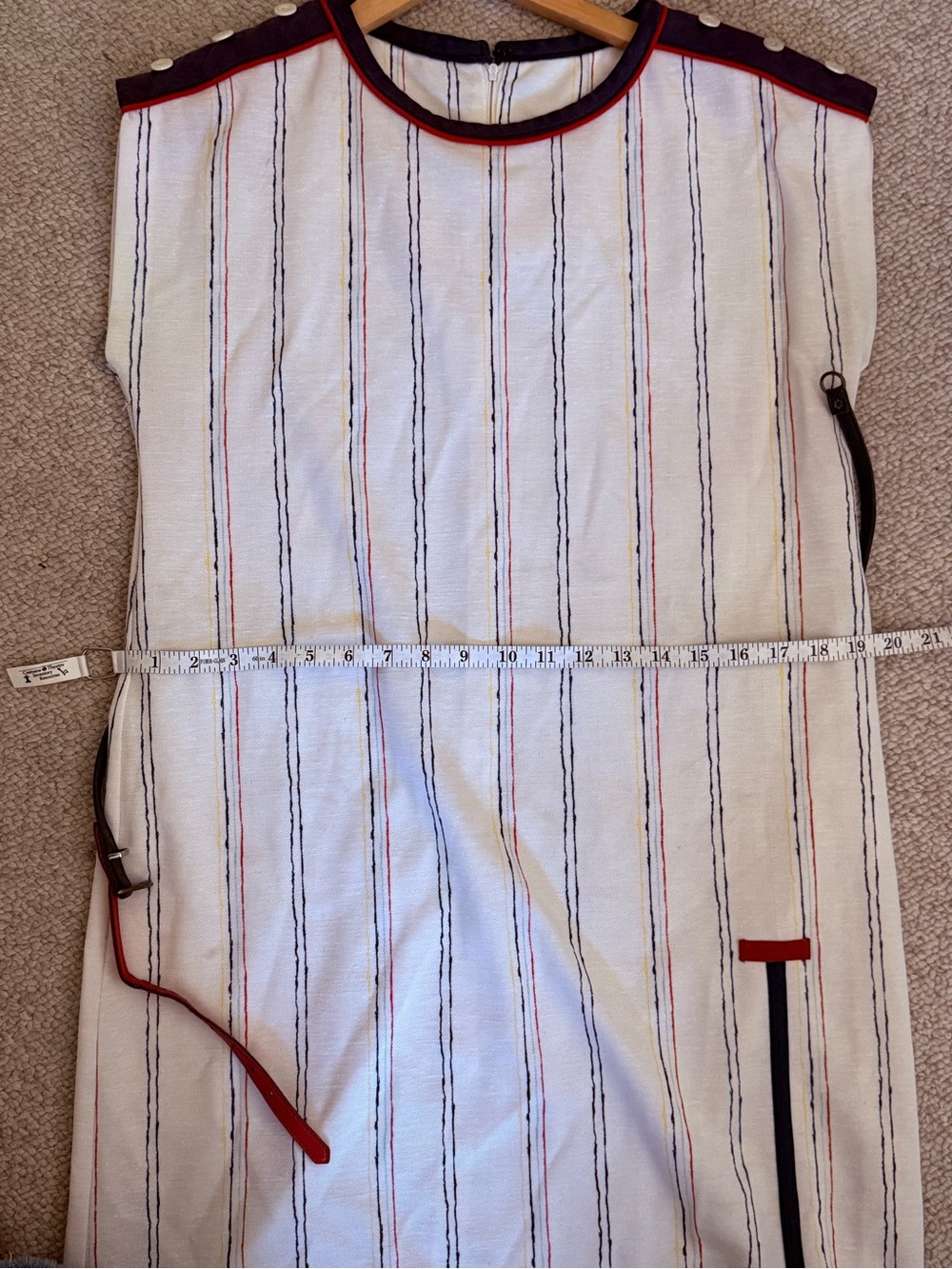 Windsor White Shift Dress with Red and Navy Trim - Picture 8 of 8